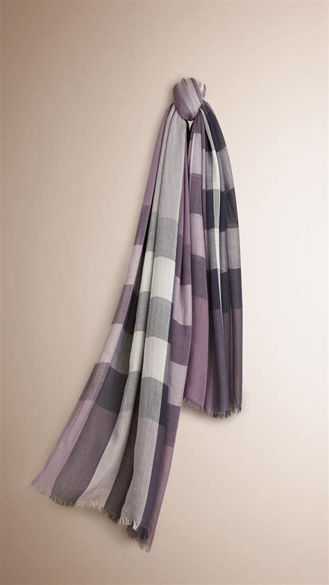 burberry check modal cashmere and silk scarf